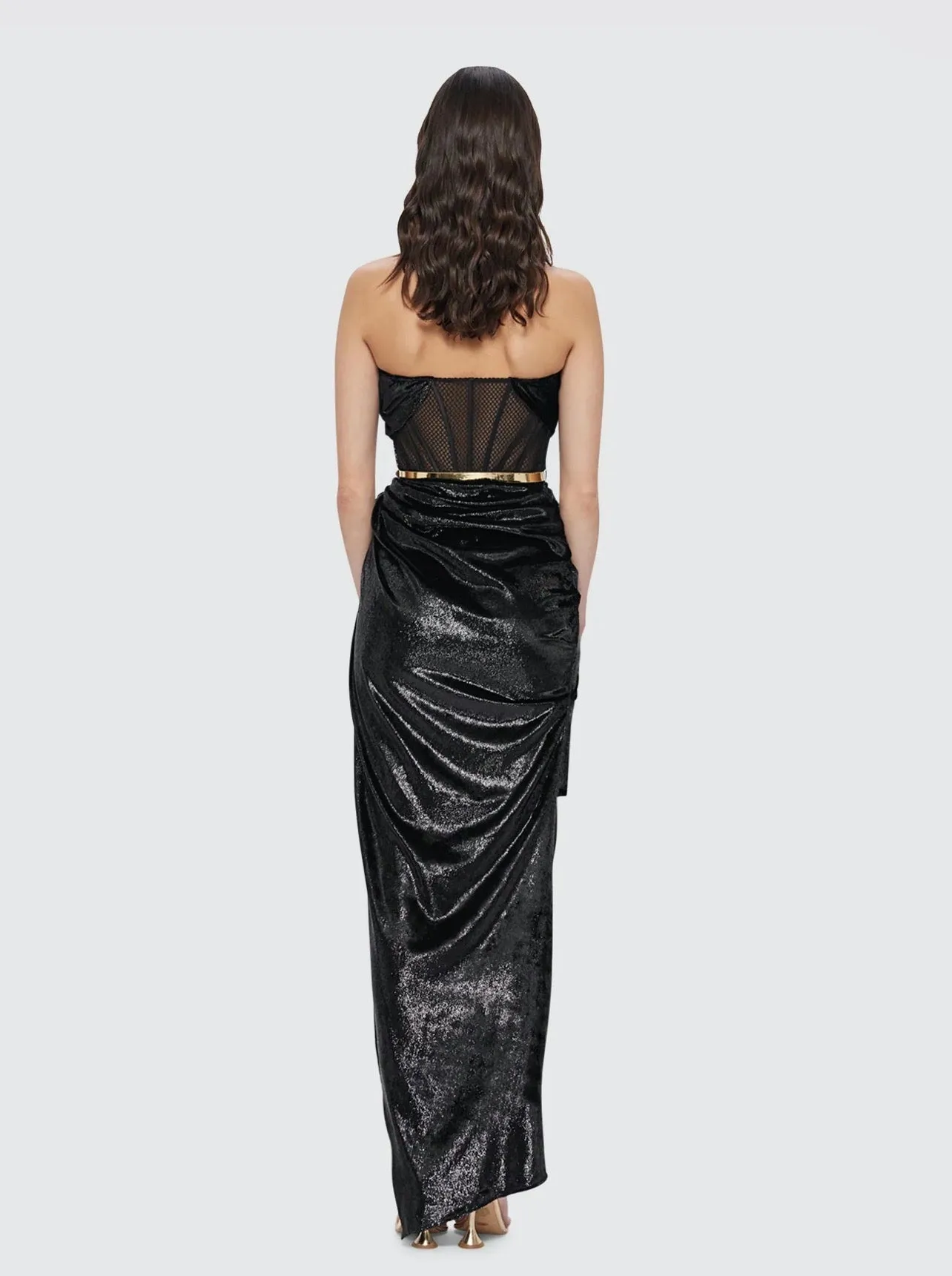 Leo Lin Madelyn Velvet Draped Split Dress