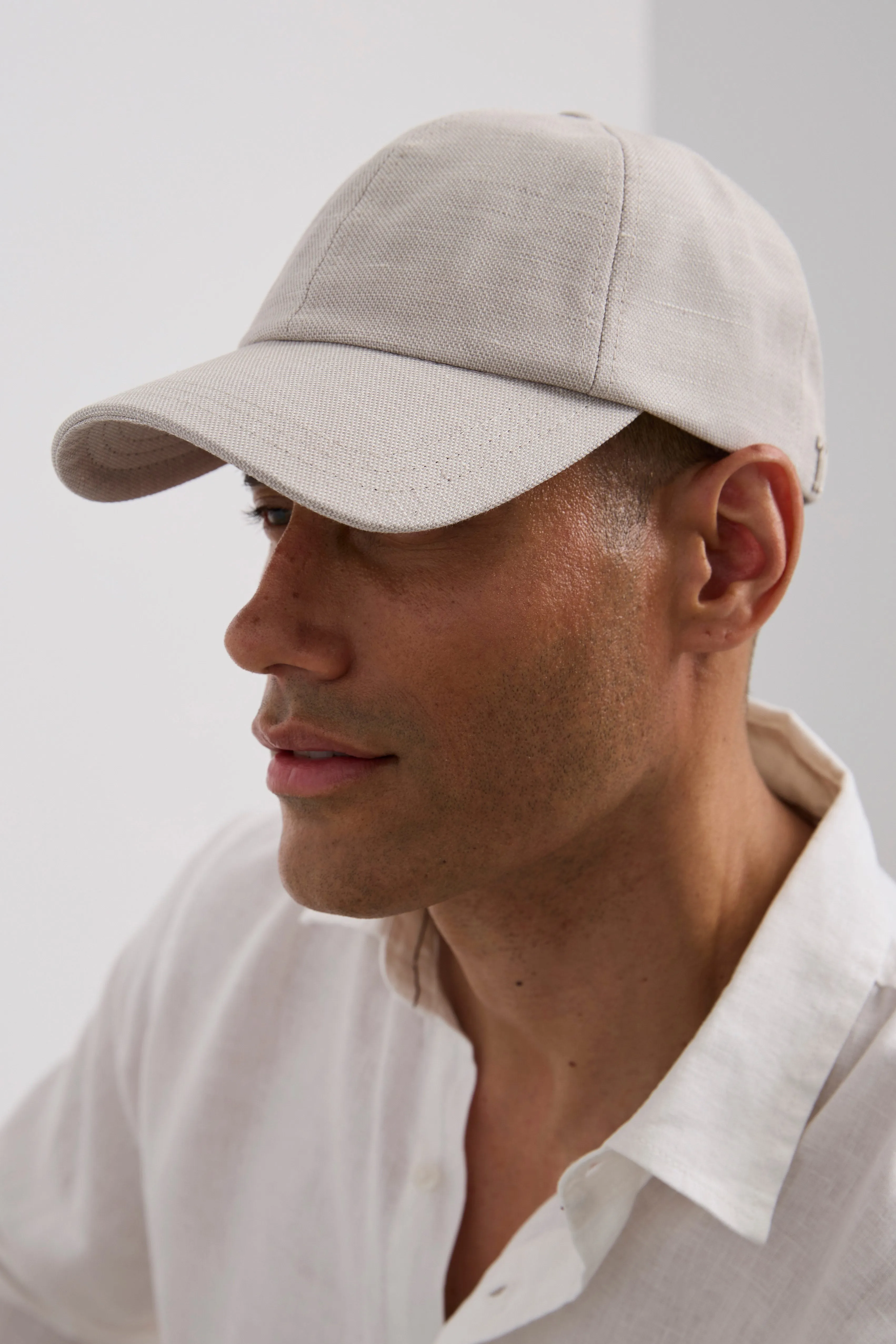 Linen blend baseball cap