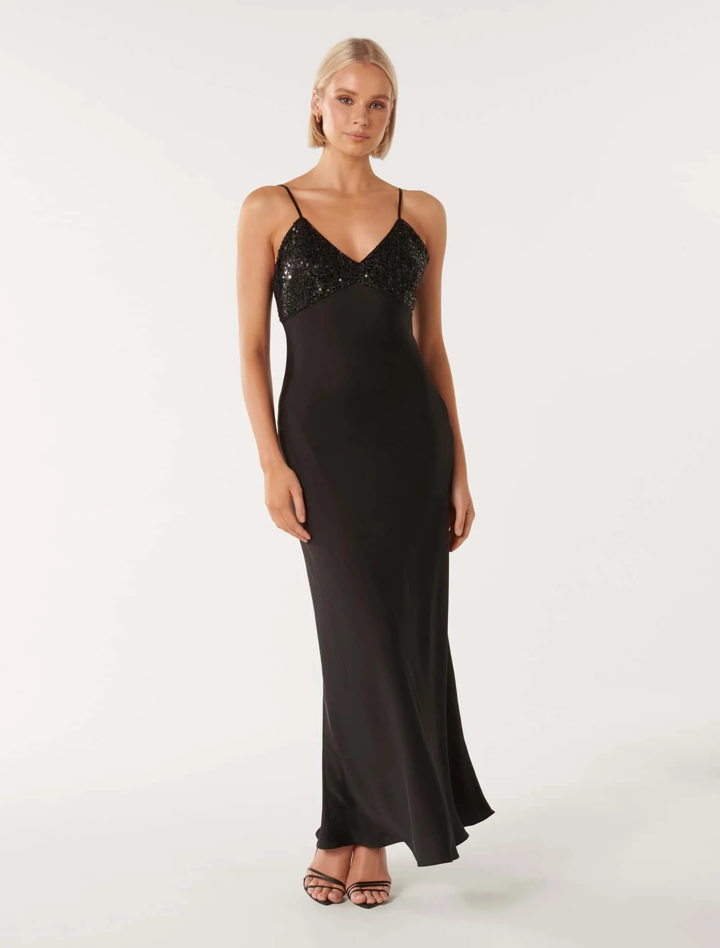 Maisie Sequin Satin Slip Dress