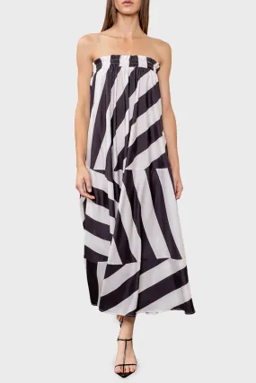 Moon River Strapless Graphic Stripe Dress