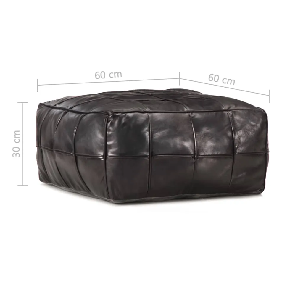 Moroccan Leather Floor Cushion / Ottoman - MOSAIC Design - Squares - Black