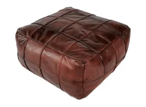 Moroccan Leather Floor Cushion / Ottoman - MOSAIC Design - Squares - Brown