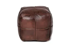 Moroccan Leather Ottoman - MOSAIC Design - 4 Squares - Brown