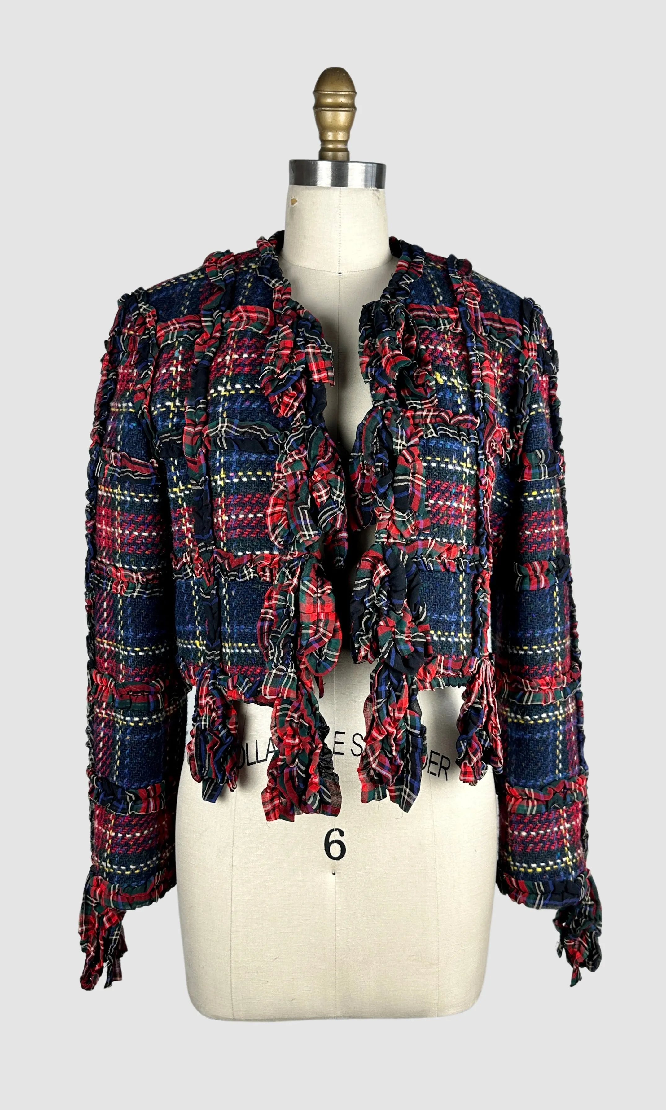 MOSCHINO CHEAP & CHIC 90s Cropped Wool Tweed Tartan Jacket  Small