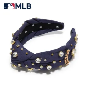 NAVY HOUSTON ASTROS EMBELLISHED KNOTTED HEADBAND