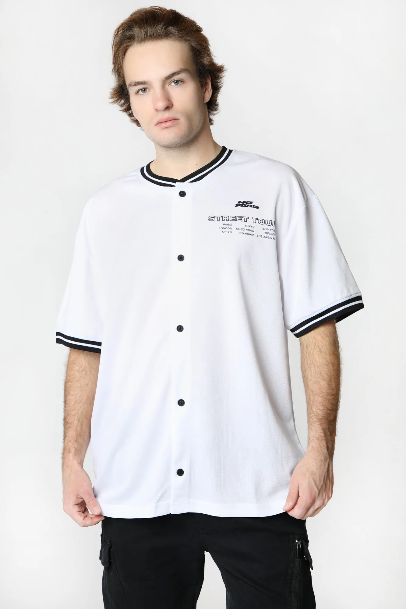 No Fear Mens Graphic Baseball Jersey