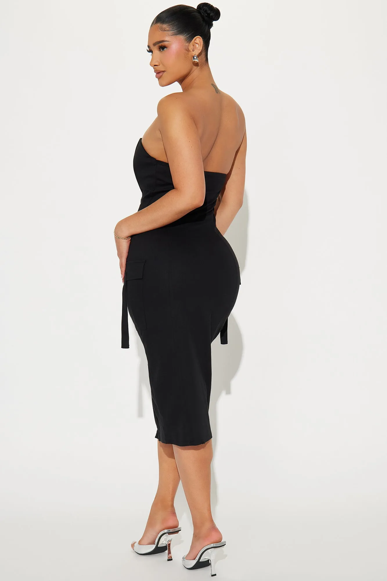 Nyx Cargo Midi Dress - Black