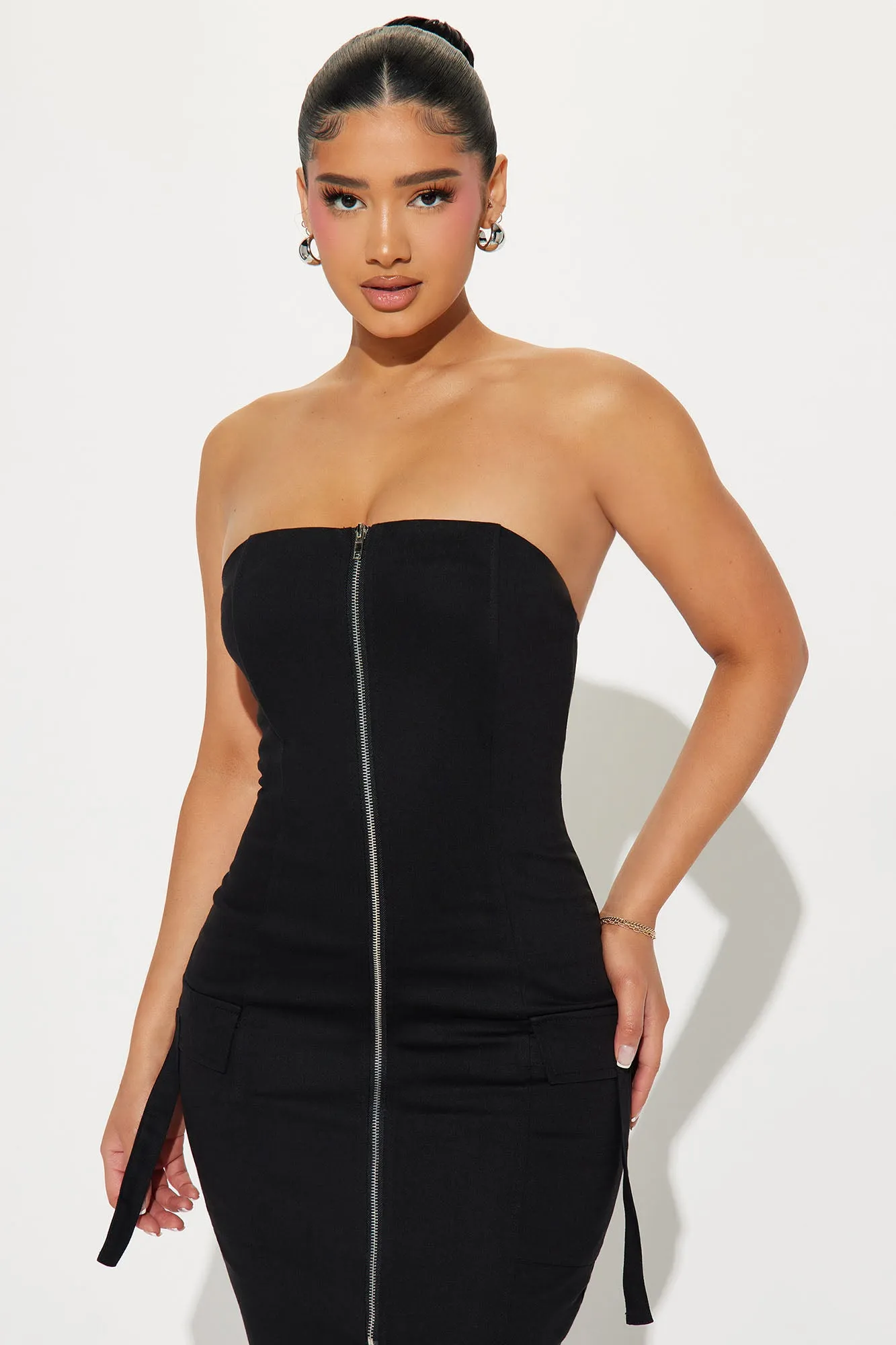 Nyx Cargo Midi Dress - Black