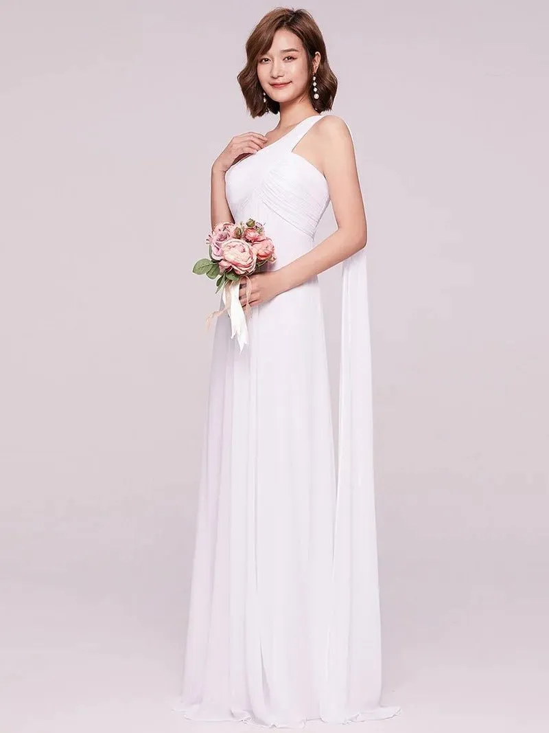 One Shoulder Chiffon Ruffles Long Evening Dresses for