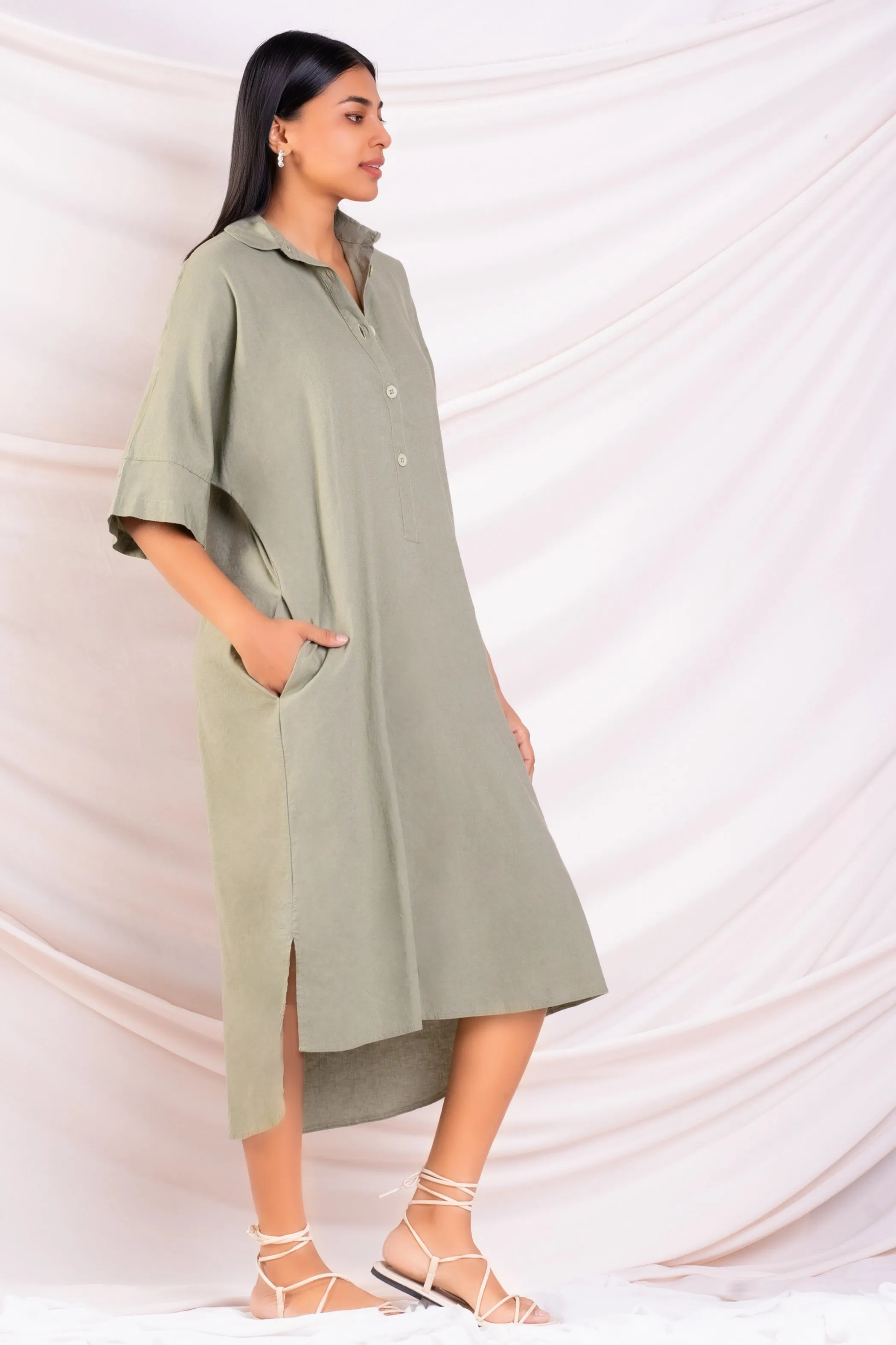 Oversized Midi Shirt Dress