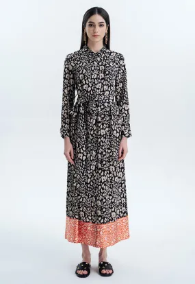 Printed Flared Maxi Shirt Dress