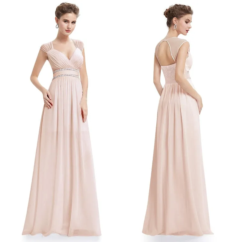 Ruched Beading Empire Long Dress