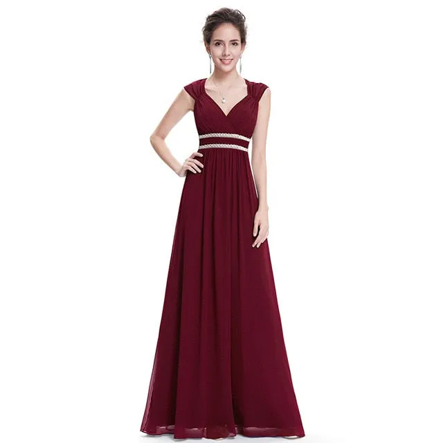 Ruched Beading Empire Long Dress