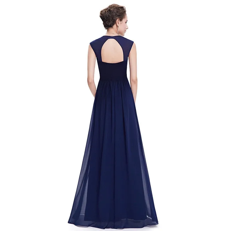 Ruched Beading Empire Long Dress