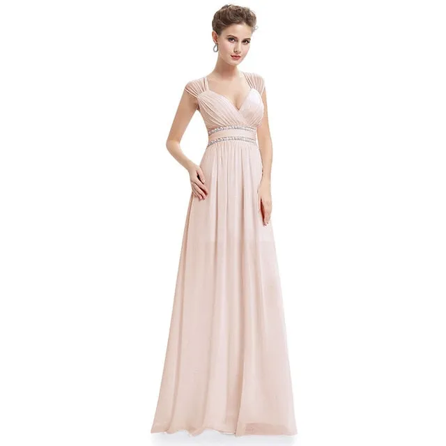 Ruched Beading Empire Long Dress