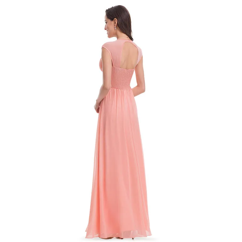 Ruched Beading Empire Long Dress