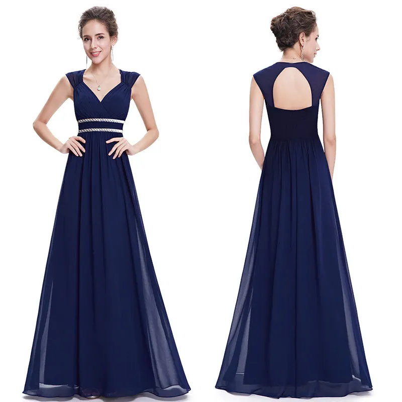 Ruched Beading Empire Long Dress