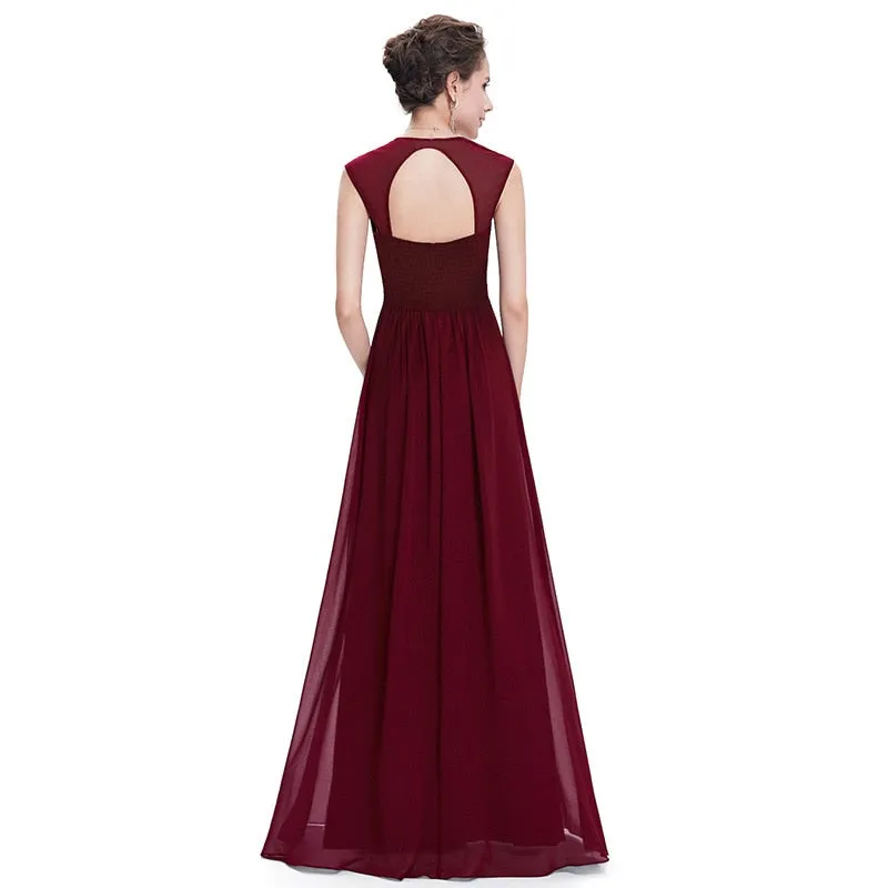 Ruched Beading Empire Long Dress