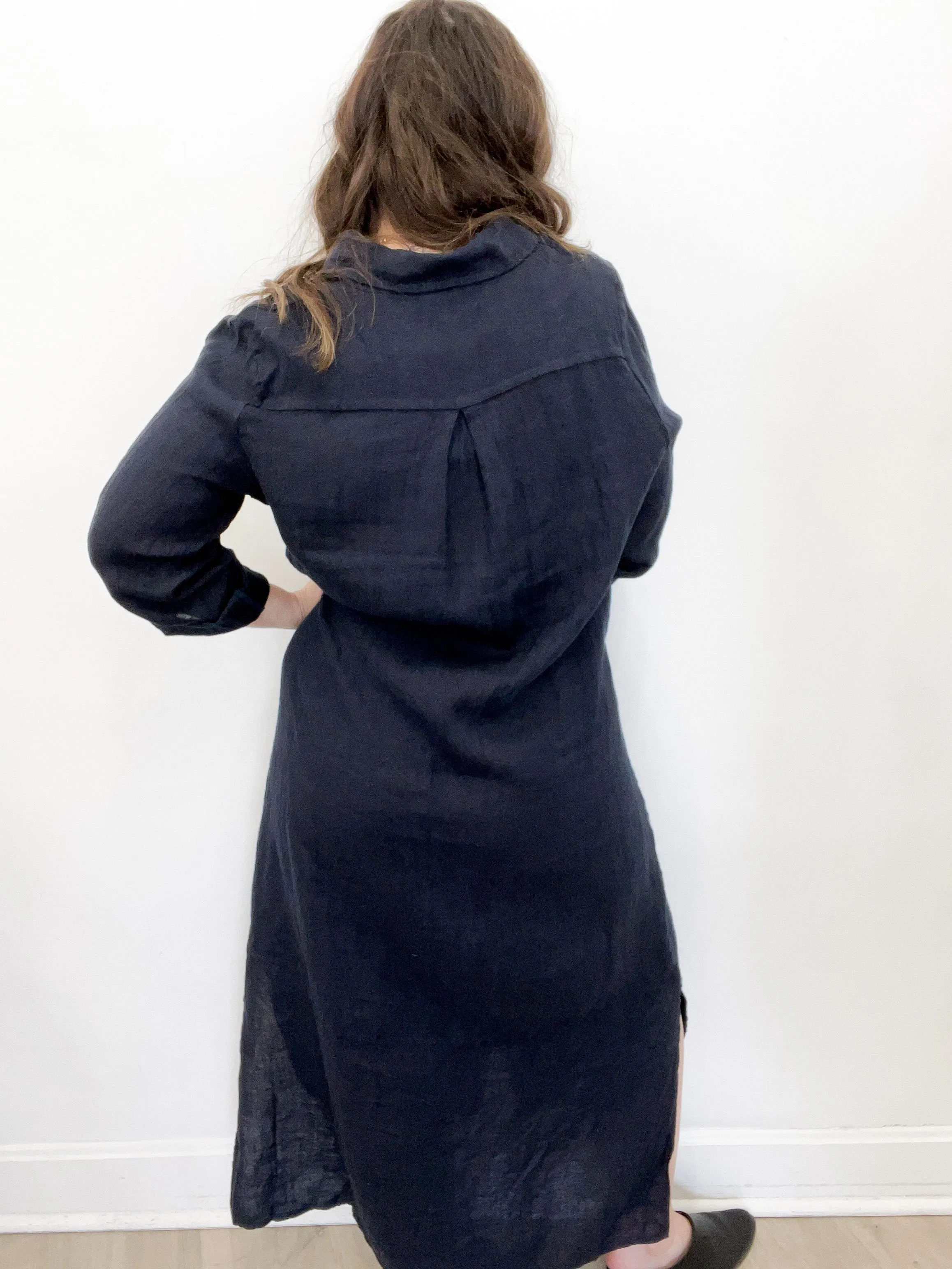 Sedona Linen Dress in Navy