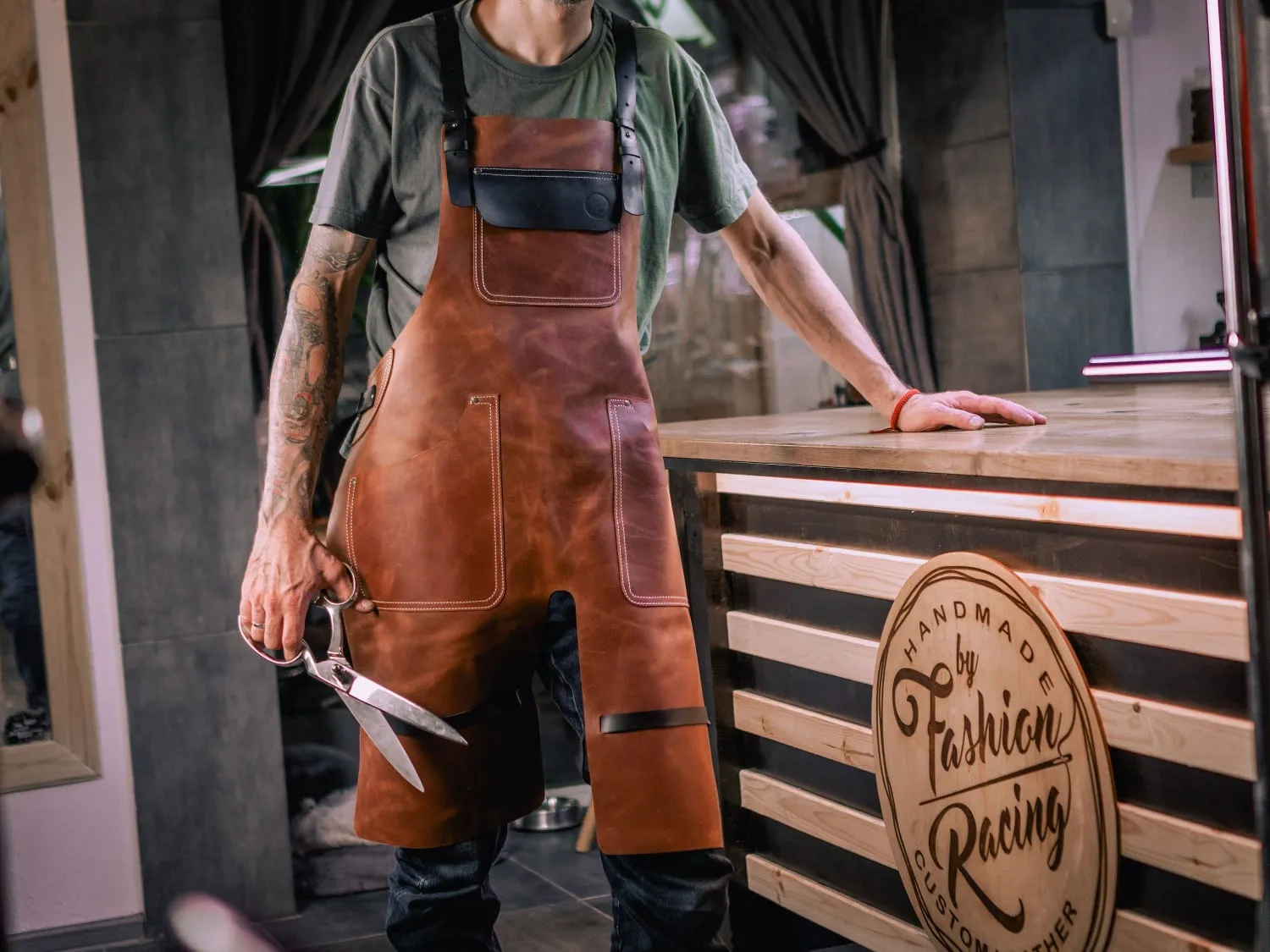 Split Leg Leather Apron with large tool pockets | HandMade