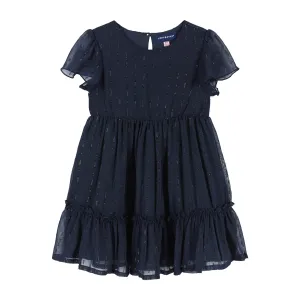 Starry Elegance Holiday Dress  | Navy