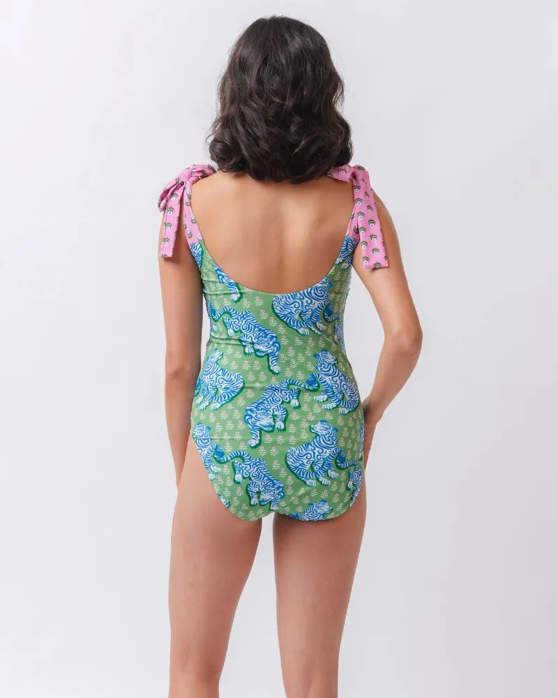 Tiger Queen Shoulder-Tie One-Piece