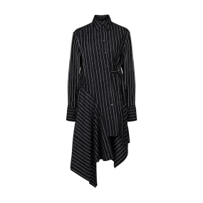 Twisted Pinstriped Shirt Dress