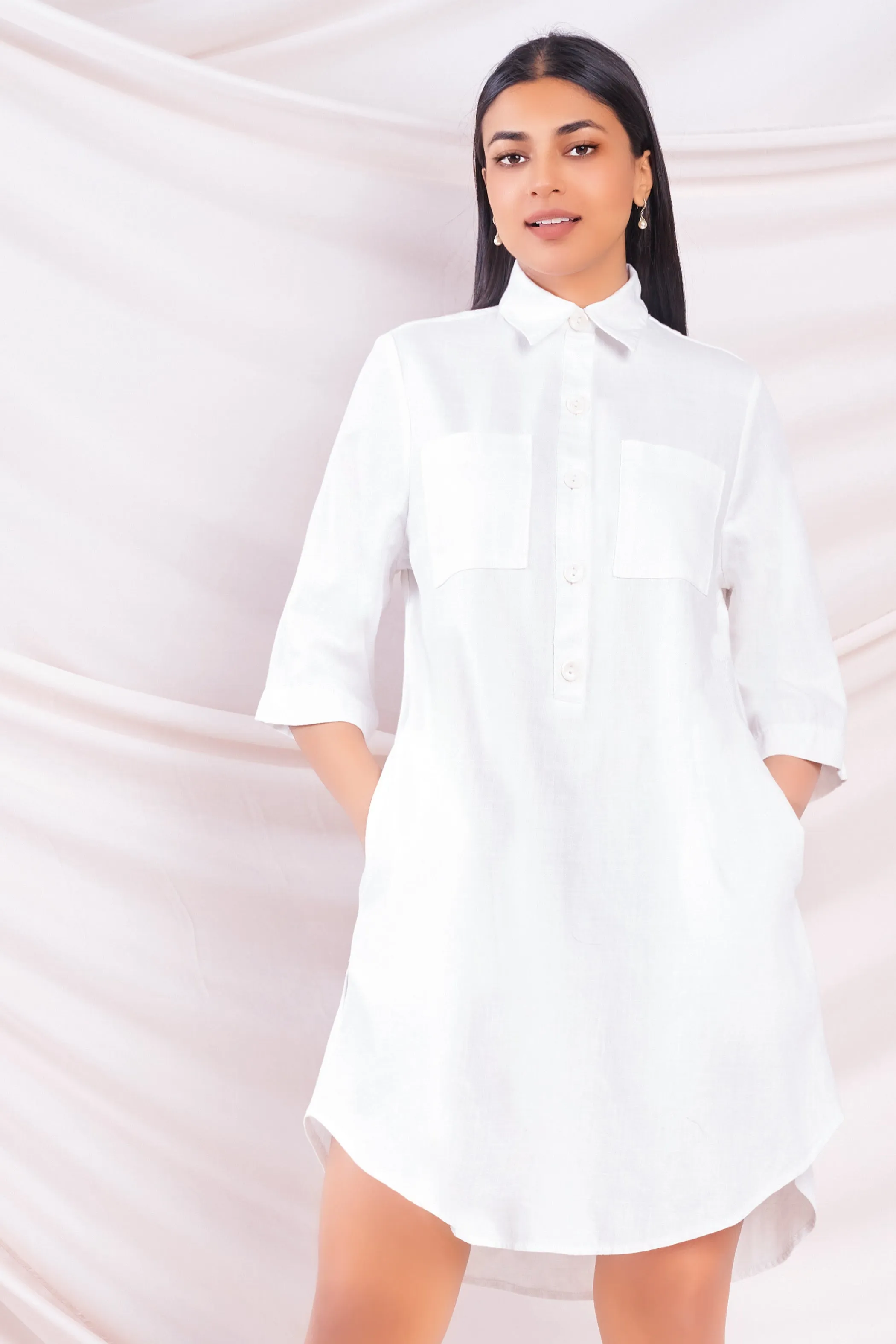 White Mini Shirt Dress